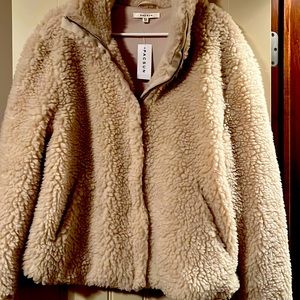 Beige fuzzy unisex jacket